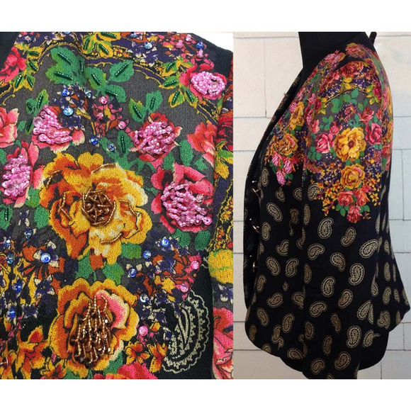 Vintage sz 12 Emanuel UNGARO Paisley Print Blazer - Picture 3 of 7